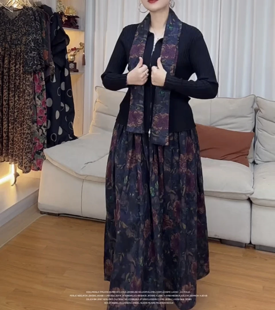 新款针织上衣配半裙2333#129#