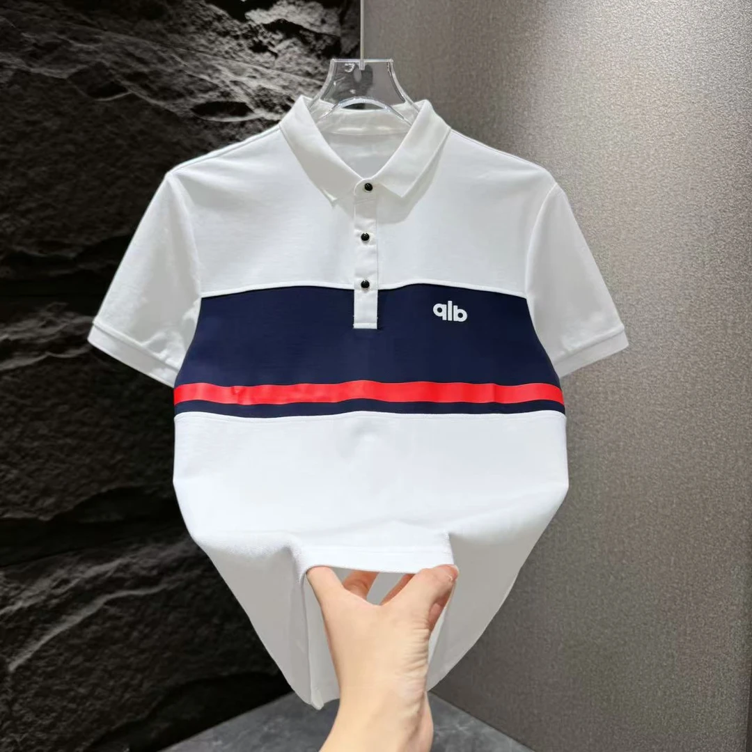 夏季男士简约商务时尚拼色短袖POLO衫