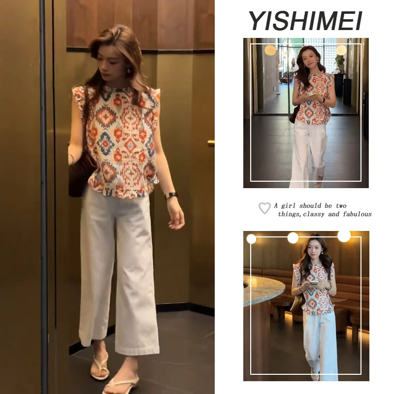 【现货】2025夏季穿搭一整套新款度假风无袖上衣时尚百搭休闲裤套装