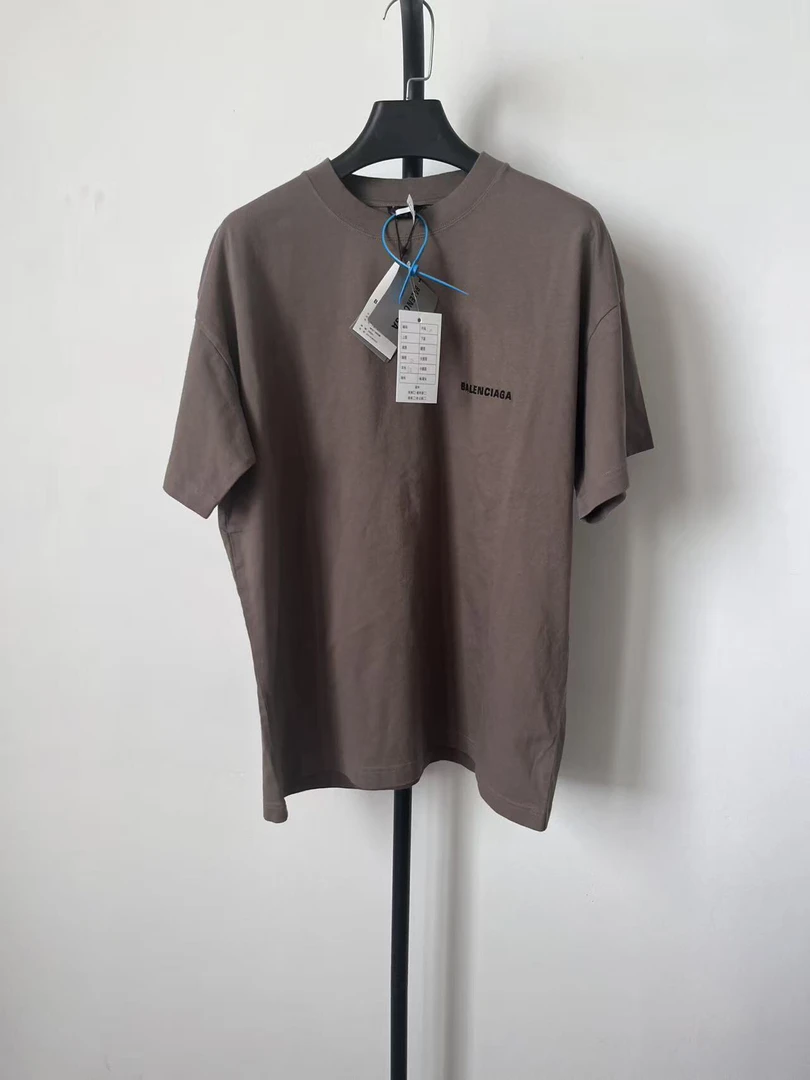 未使用 Balenciaga/巴黎世家 纯色胸处品牌圆领套头短袖 00809