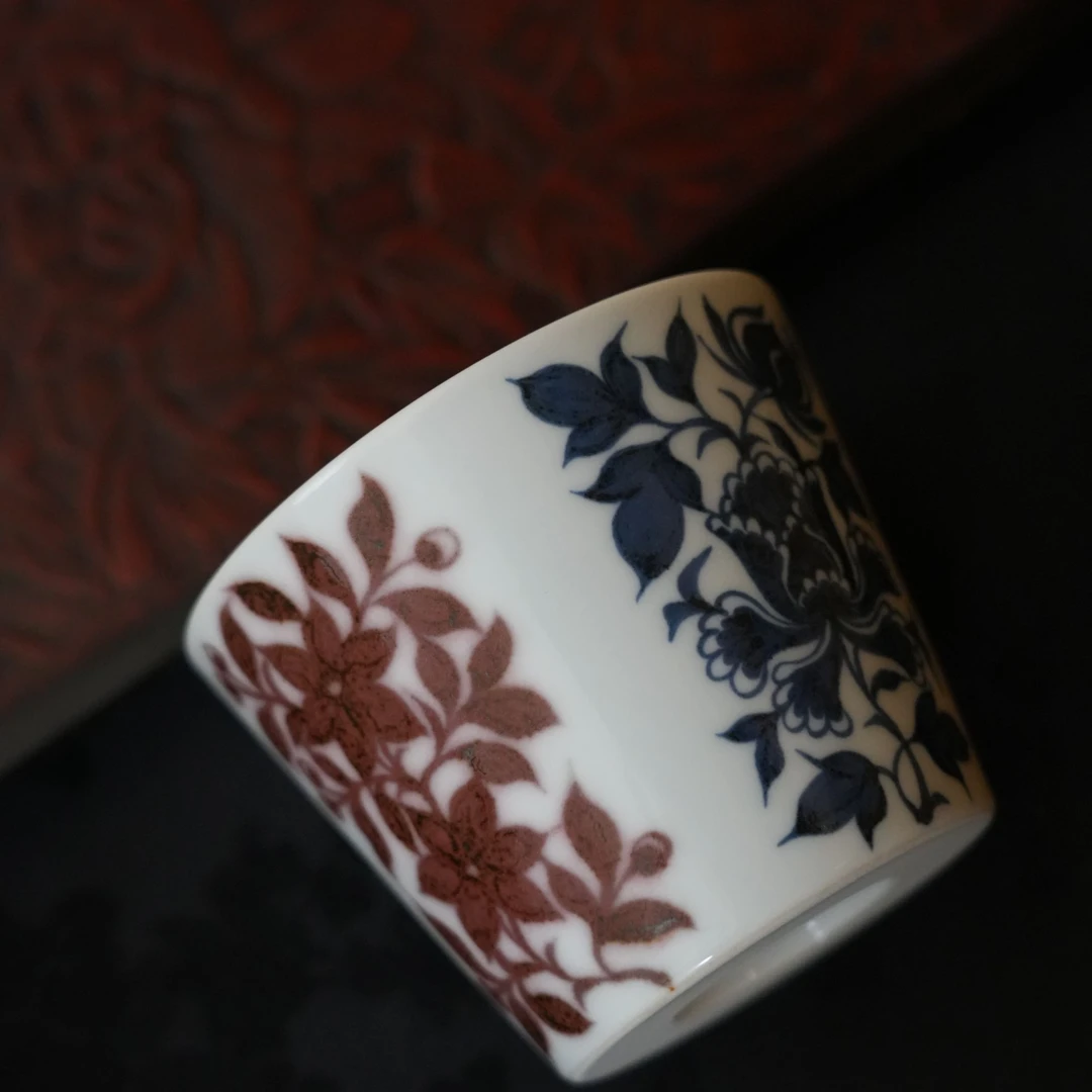 【雲梦】畅怀堂-青花釉里红四季花卉可乐杯