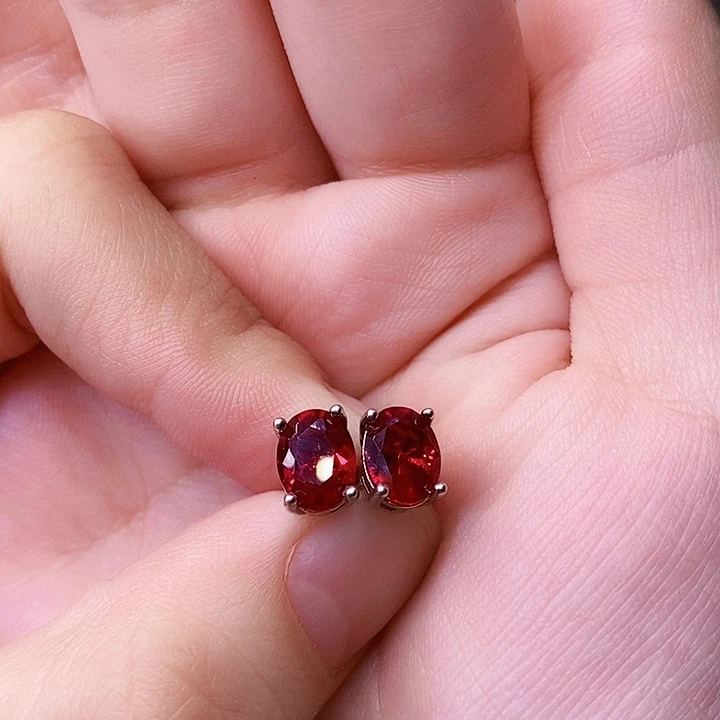 耳饰红宝石银S925镶嵌