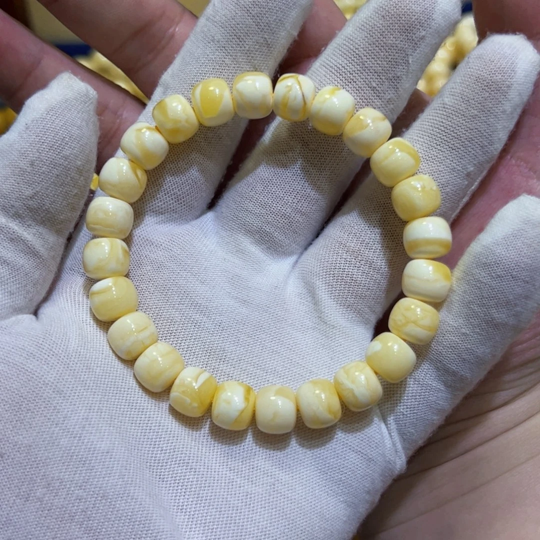 手串琥珀未镶嵌9.5m金白浓蜡