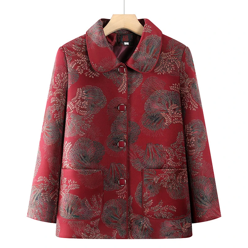 中老年人秋装奶奶装翻领新款妈妈开衫上衣老太太秋季加厚衣服女装