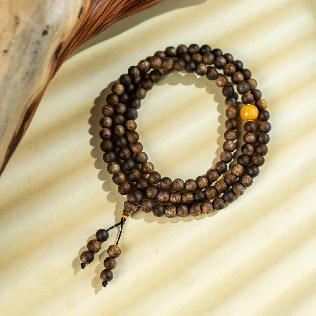 沉香香港黄奇楠6mm*108多圈设计款