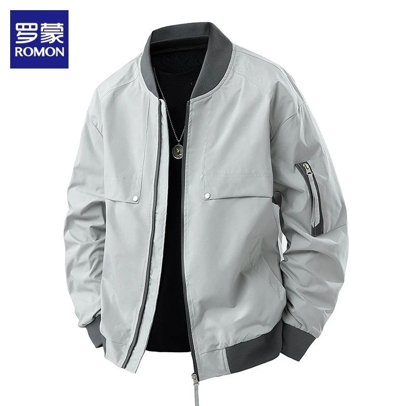 罗蒙男士休闲夹克2025年秋季新款潮流运动棒球服休闲工装外套男装