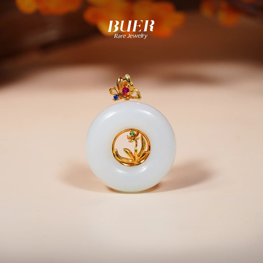 【不二】和田玉白玉18k金DIY吊坠