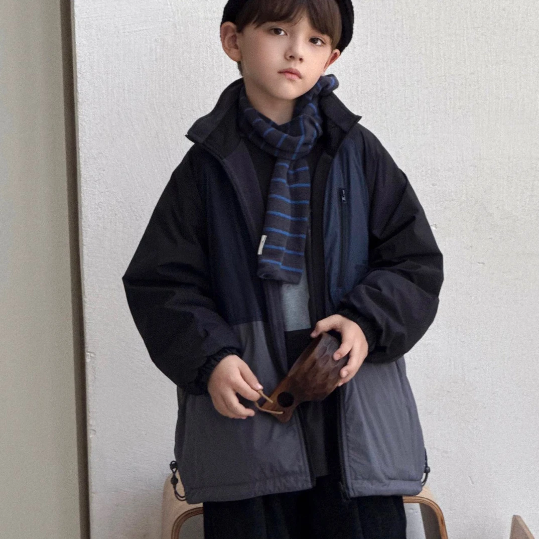 miss.xu潮童冬季新品拼色校服神气外套两色7003