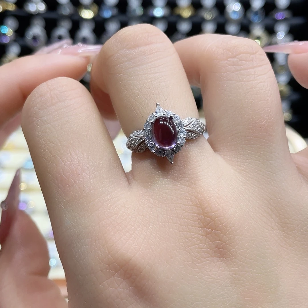 紫晶戒指银S925镶嵌戒指