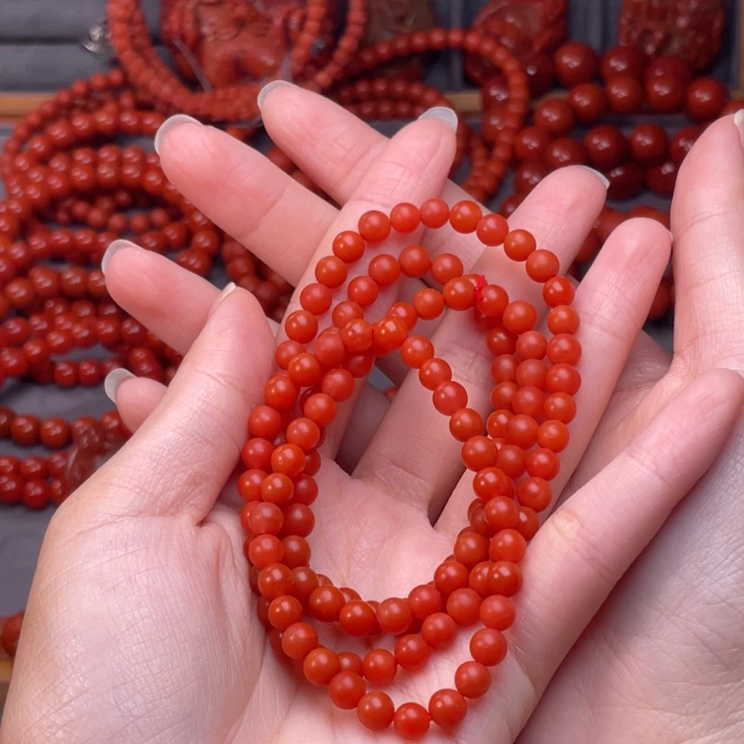 南红玛瑙未镶嵌配饰卡5mm