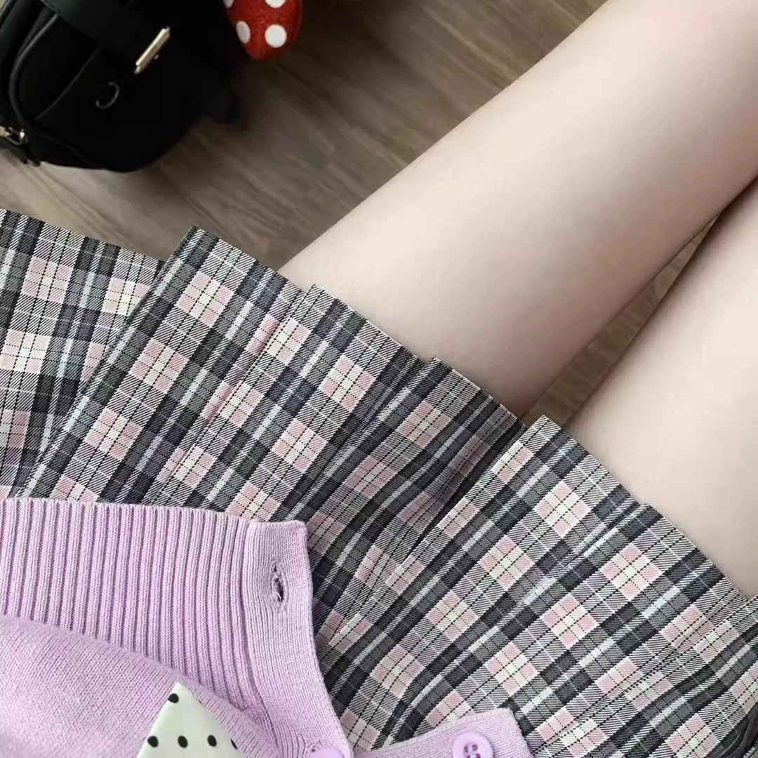 【小暖】JK制服裙正版校供感格裙百褶裙粉格百搭款学院风半身裙