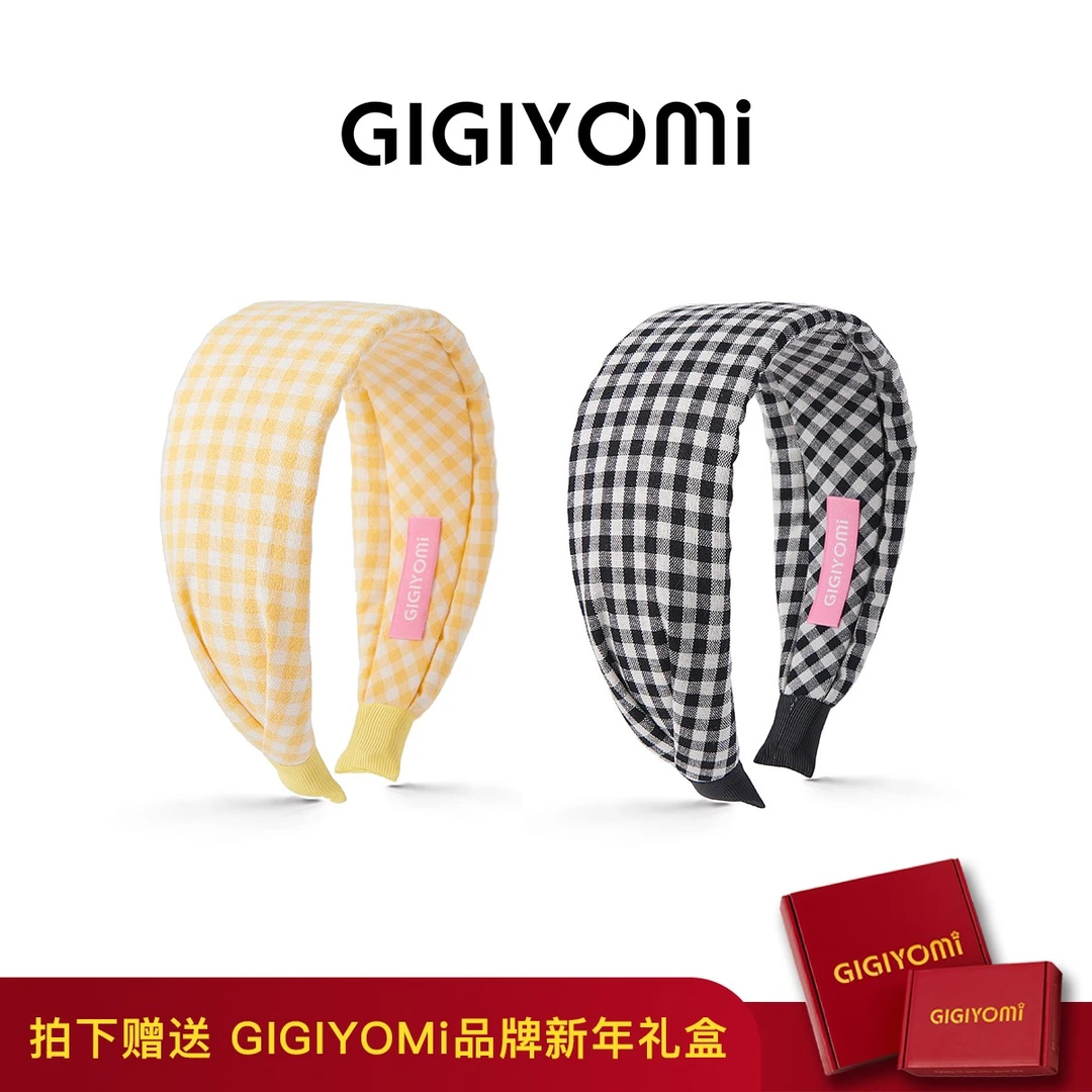 GIGIYOMi韩国小众设计少女百搭格子简约宽边甜美高颅顶头箍发箍