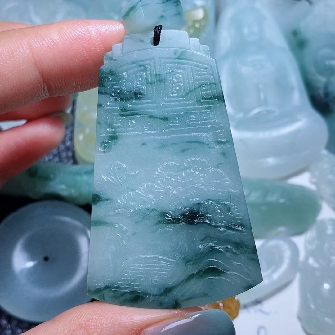 定制翡翠未镶嵌毛货付款后确认抛光