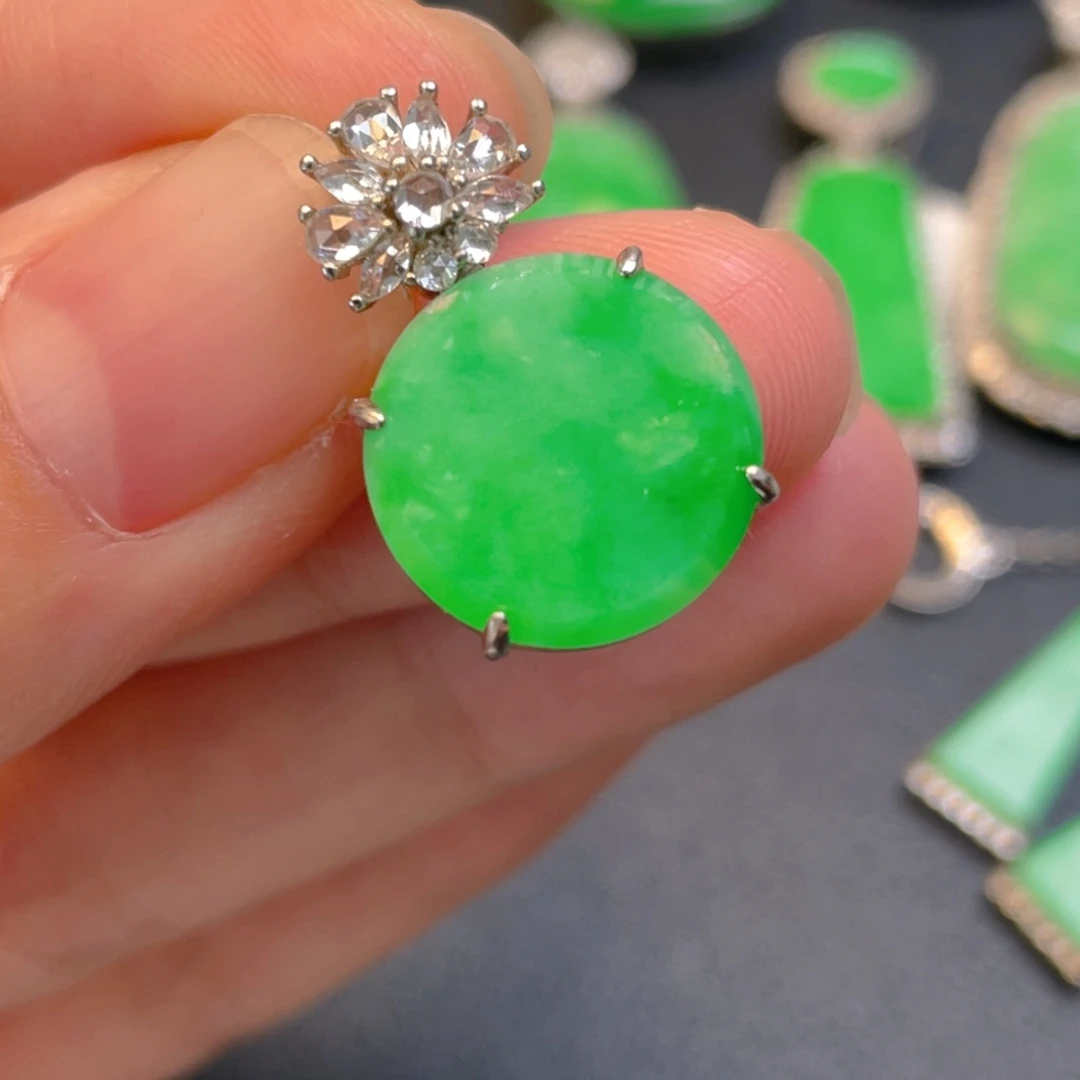 翡翠银S925镶嵌吊坠(不含链)