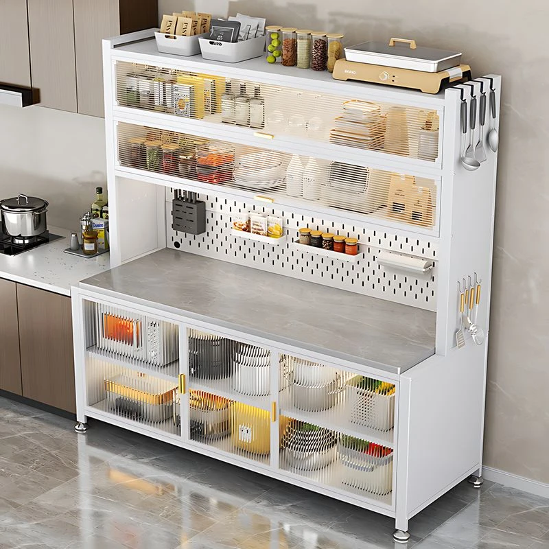 岩板餐边柜零食柜简约橱柜台碗柜茶水柜厨房储物柜落地多层置物架