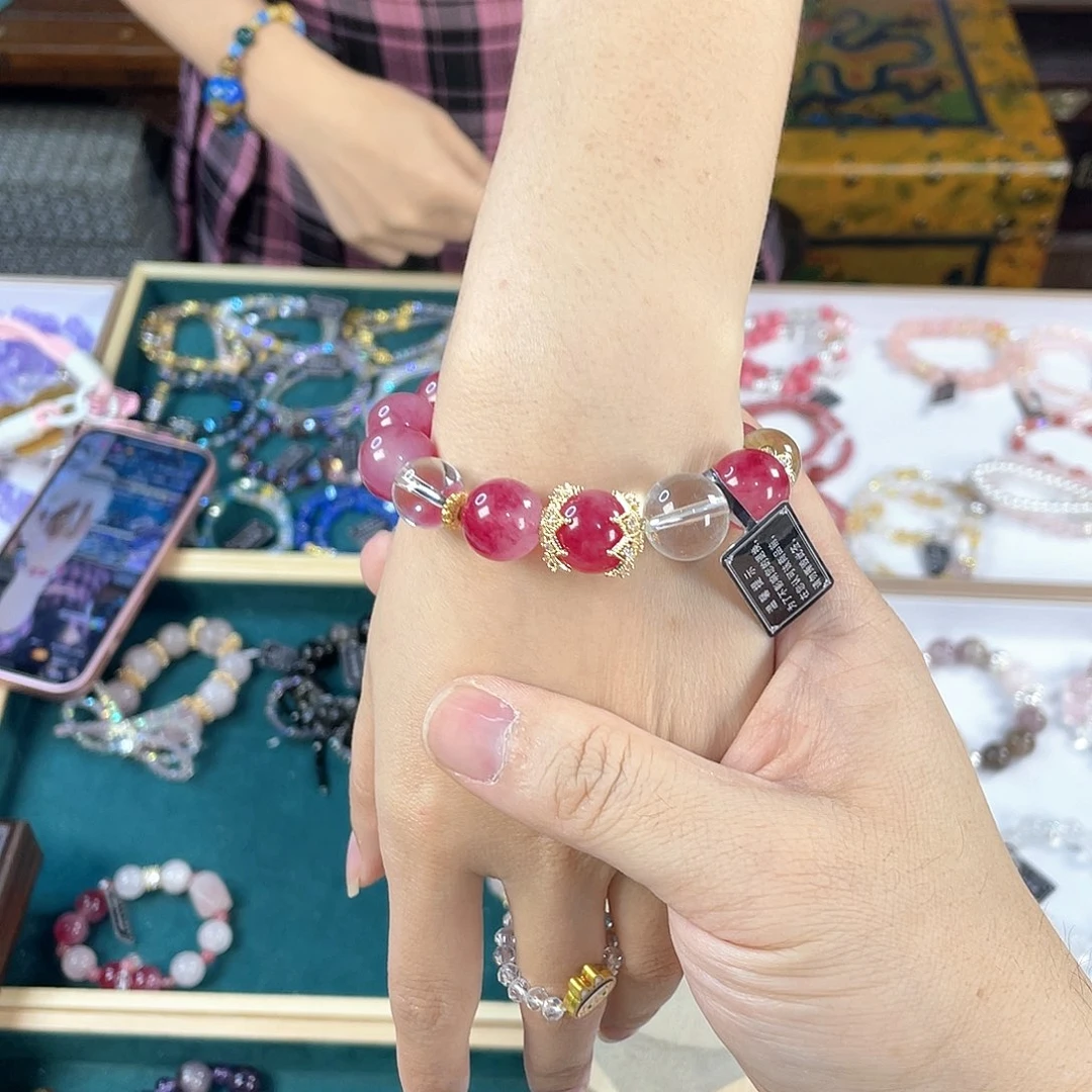 水晶手链银S925镀金镶嵌