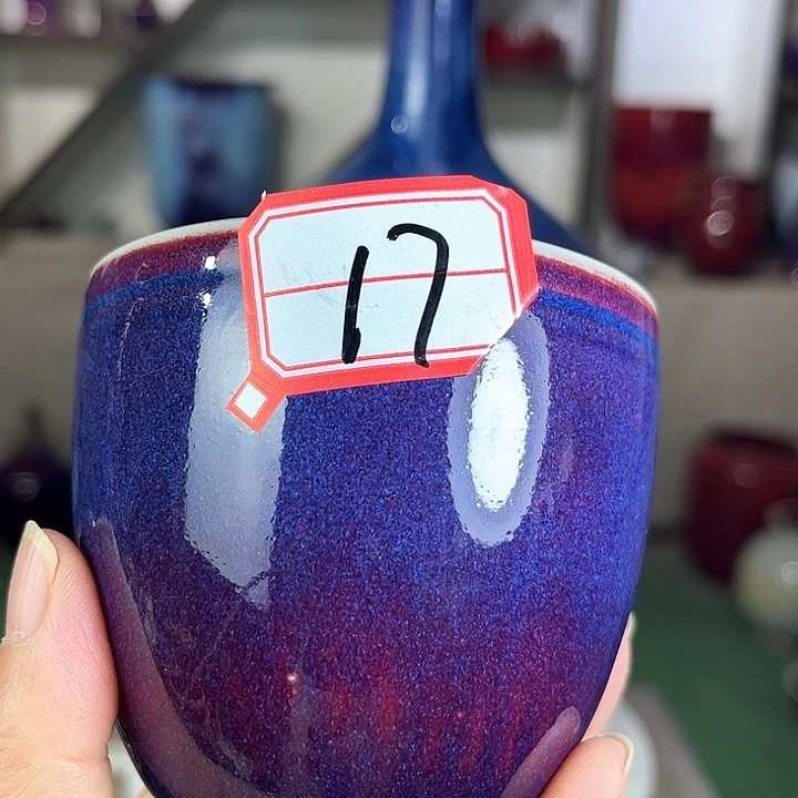 瓷片喜****的钧瓷手工艺品杯子