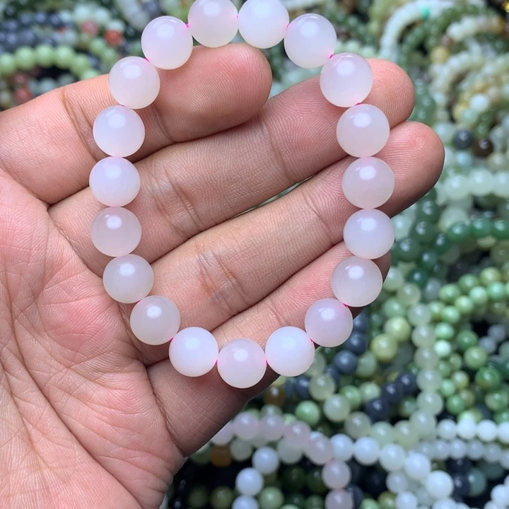 和田玉未镶嵌手串樱花粉