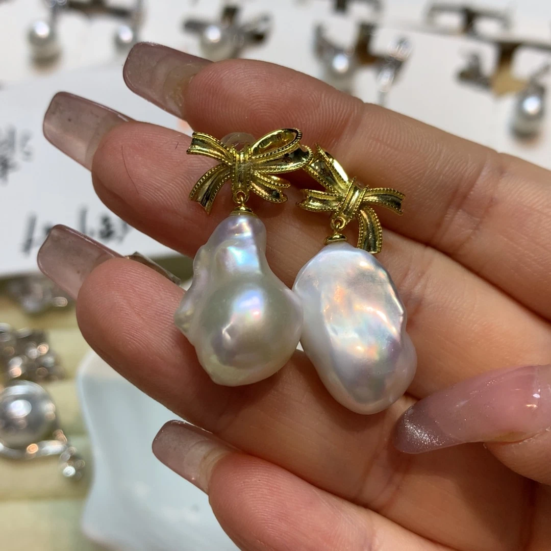 淡水珍珠耳饰银S925镶嵌