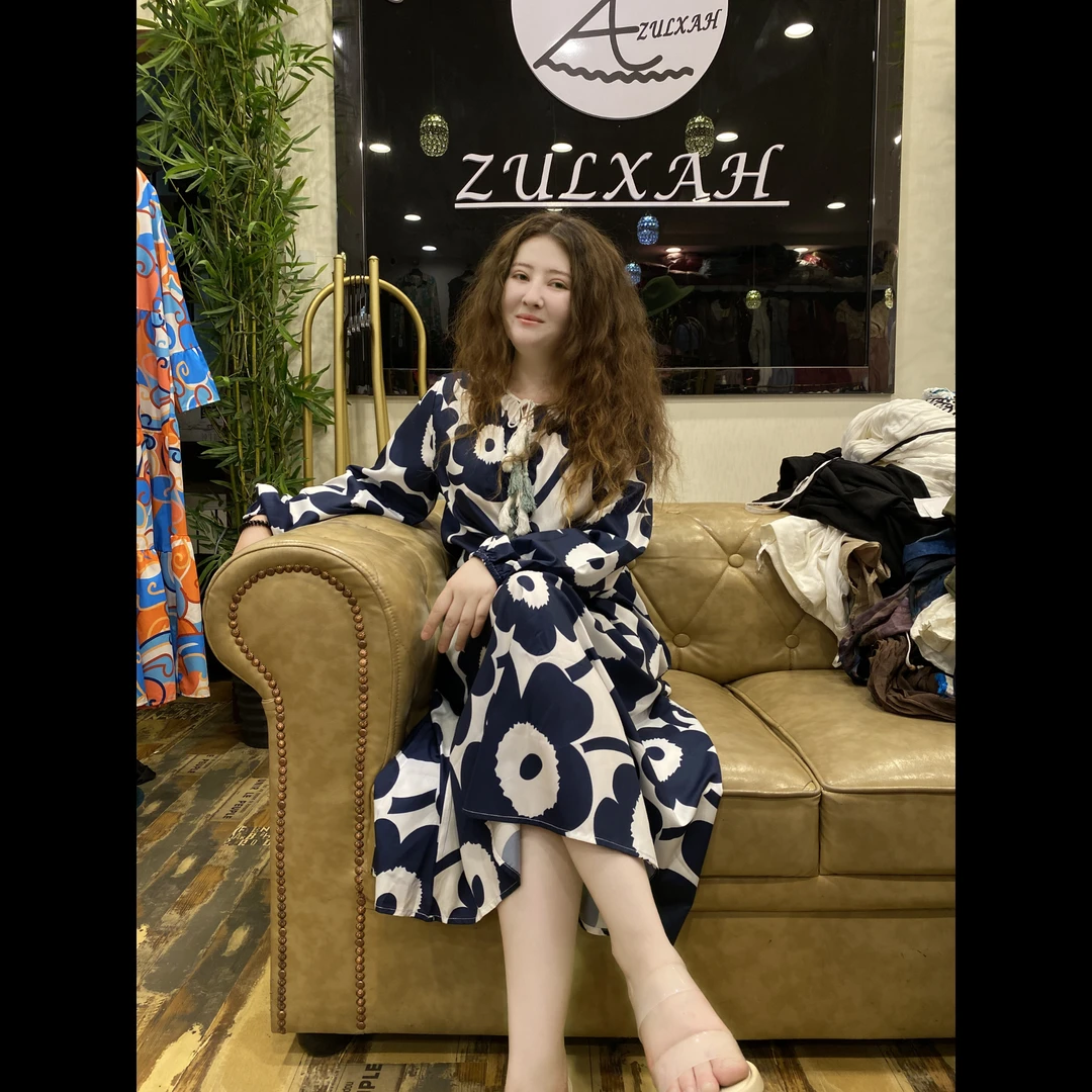 连衣裙系带简约通勤圆领中长款夏季时尚秋季中腰遮肉显瘦裙子