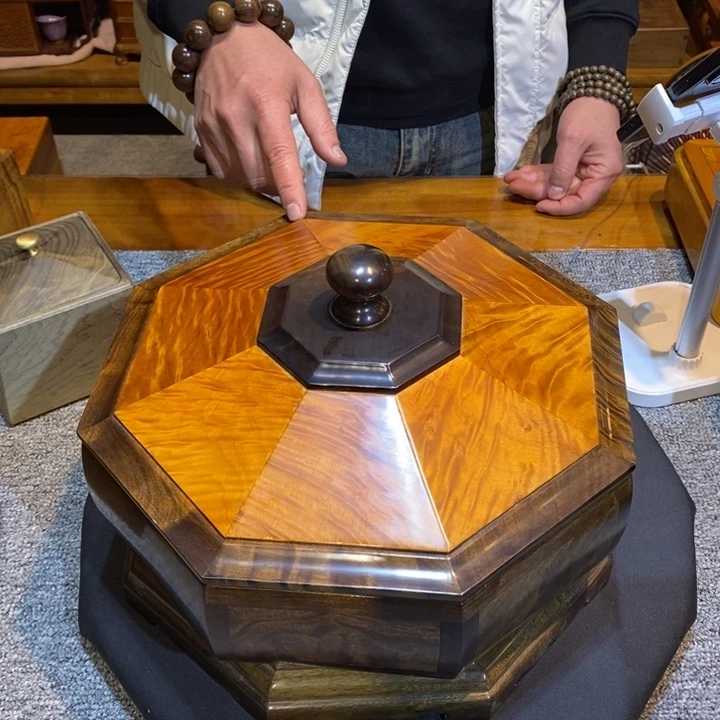 金丝楠神**保阴沉木旋转果盘3