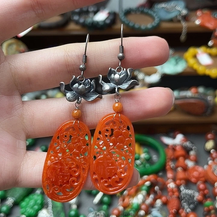 翡翠未镶嵌耳饰饰品