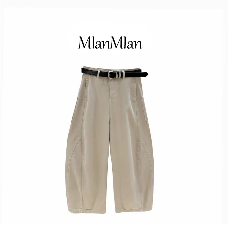 2025夏季新款休闲花苞工装八分裤设计款极简风休闲阔腿裤