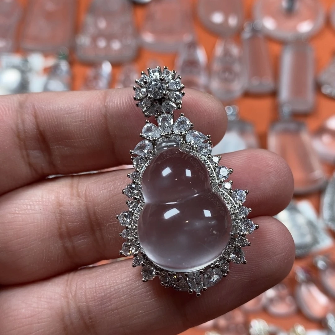 石英质玉银S925镶嵌颈饰葫芦