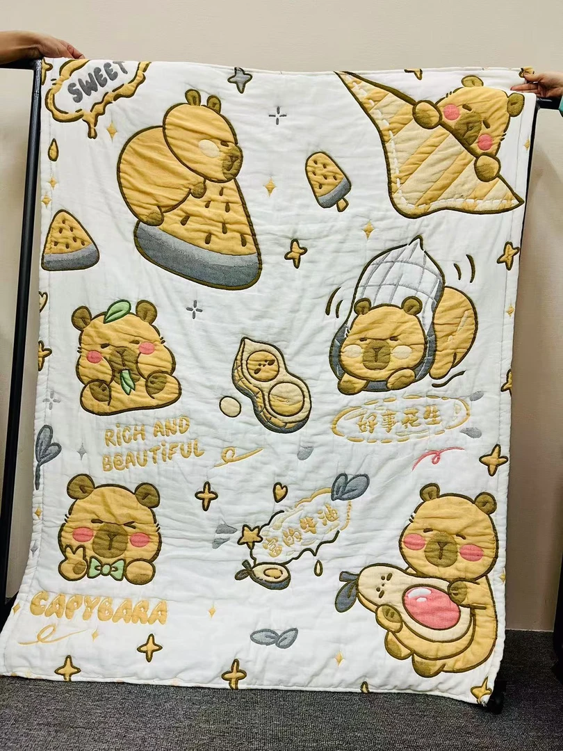 【卡皮巴拉】120*150cmA类全棉纱布泡芙被