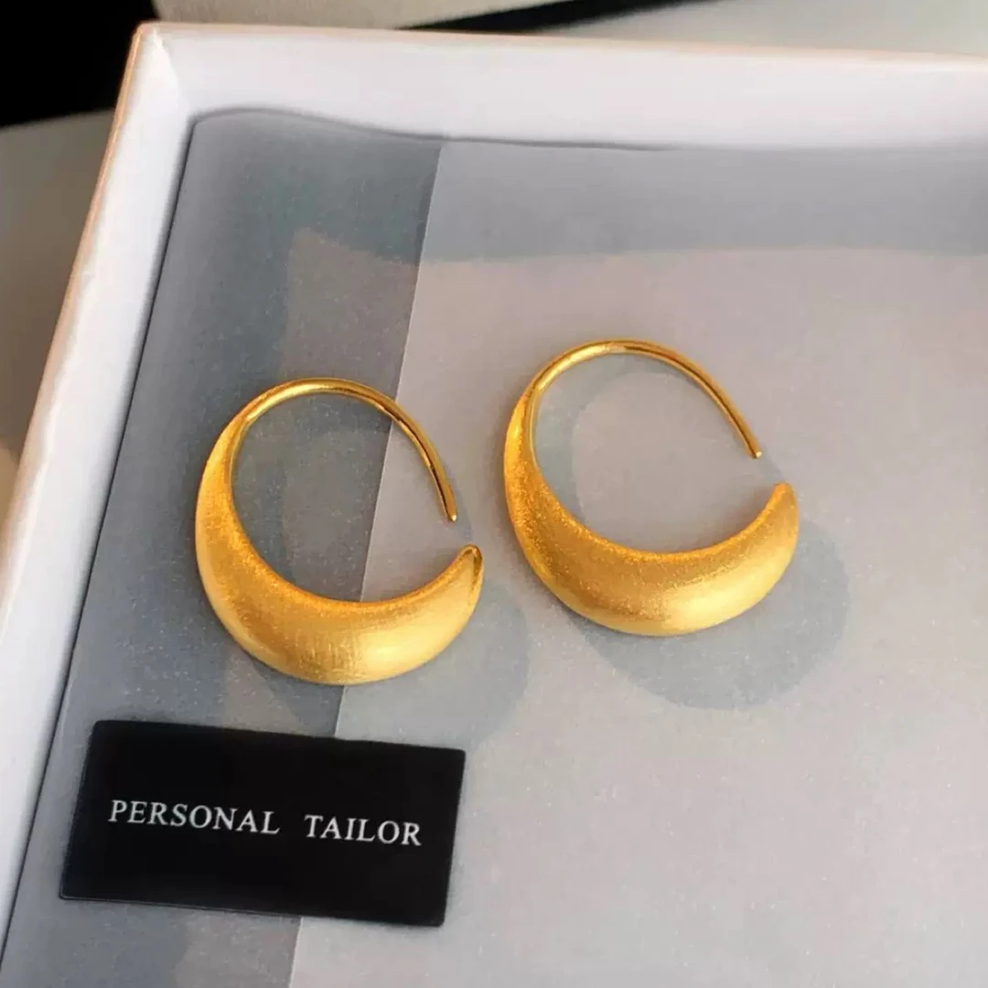 米梵缇 铜合金耳饰 复古拉丝轻奢挂钩小众独特高级感气质耳环女