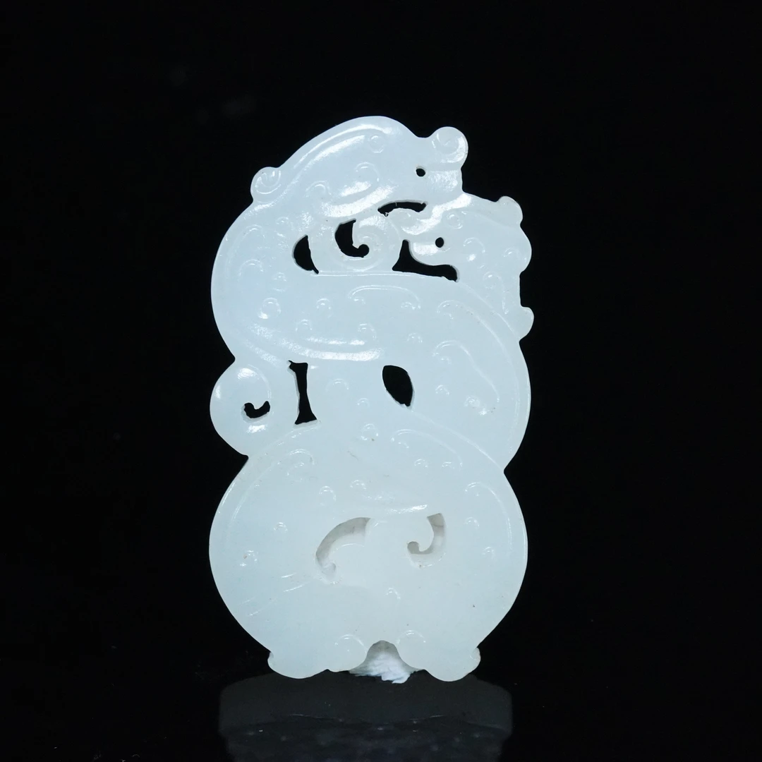 清代和田玉龙纹佩004414*古玉*传承
