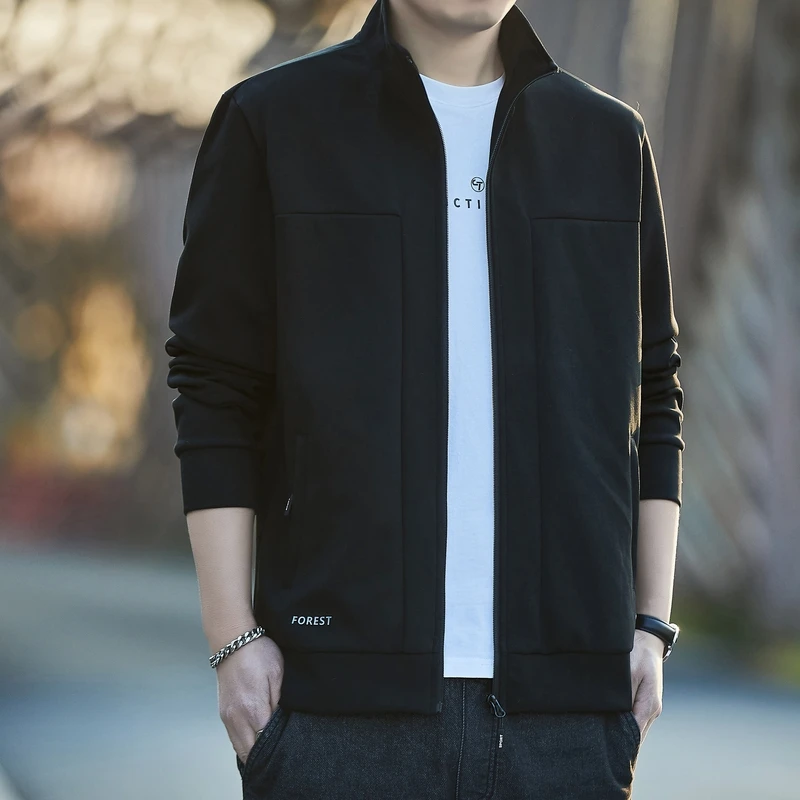 Romon/罗蒙休闲运动外套男士春季高级感开衫卫衣潮流百搭立领夹克