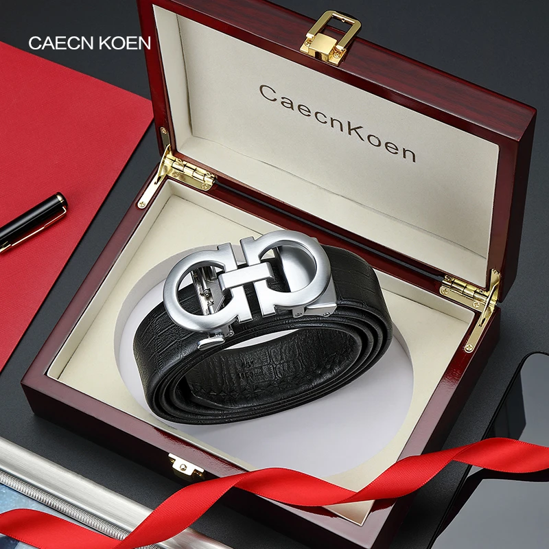 CaecnKoen 皮带男款自动扣银色腰带男士潮正品休闲潮流裤带2025款