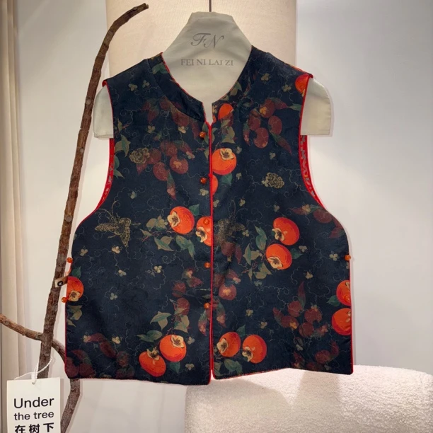 事事如意 两面穿马夹复古高级感 定制浮雕新中式提花马甲