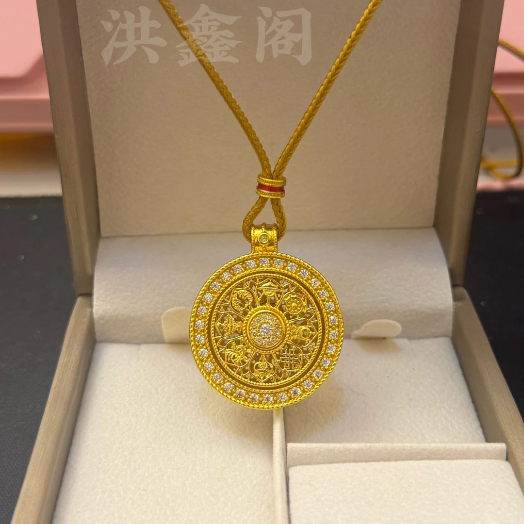 合金吊坠 时来运转转动八宝罗盘轻奢时尚男女轻奢吊坠