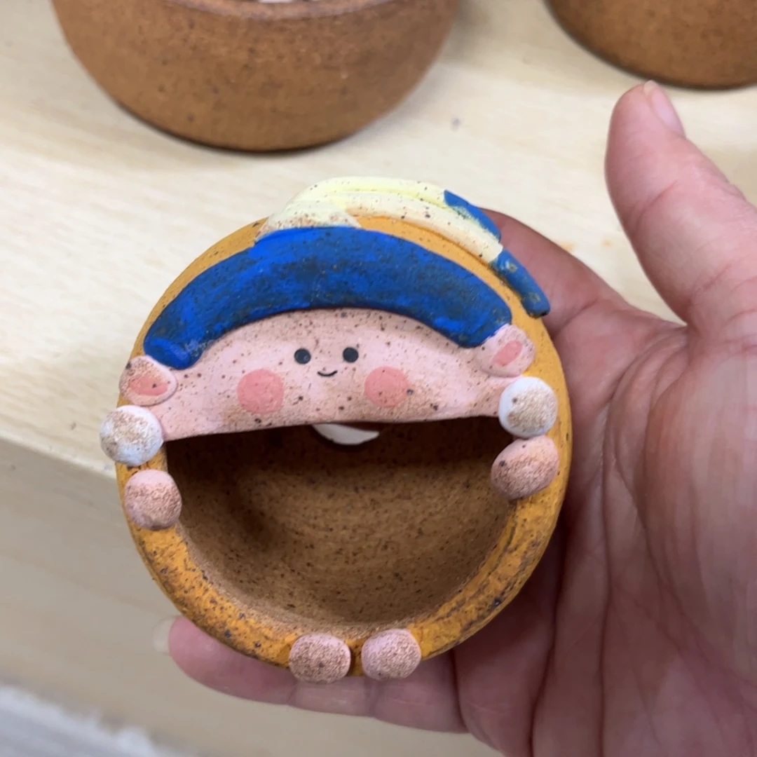 泥塑古镇炻陶花盆