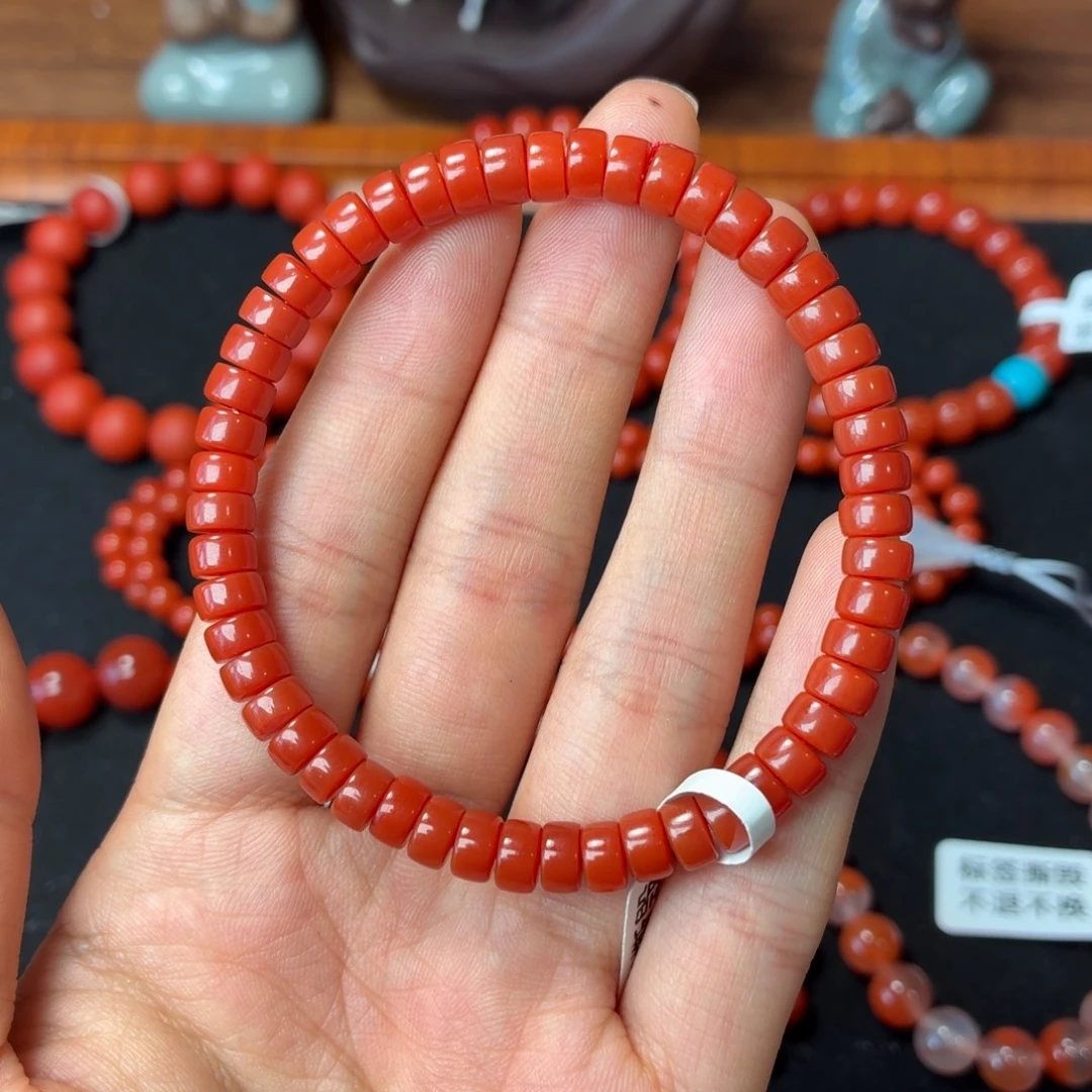 大***米南红玛瑙未镶嵌手串保山原矿南红大水沟柿子锦卡6