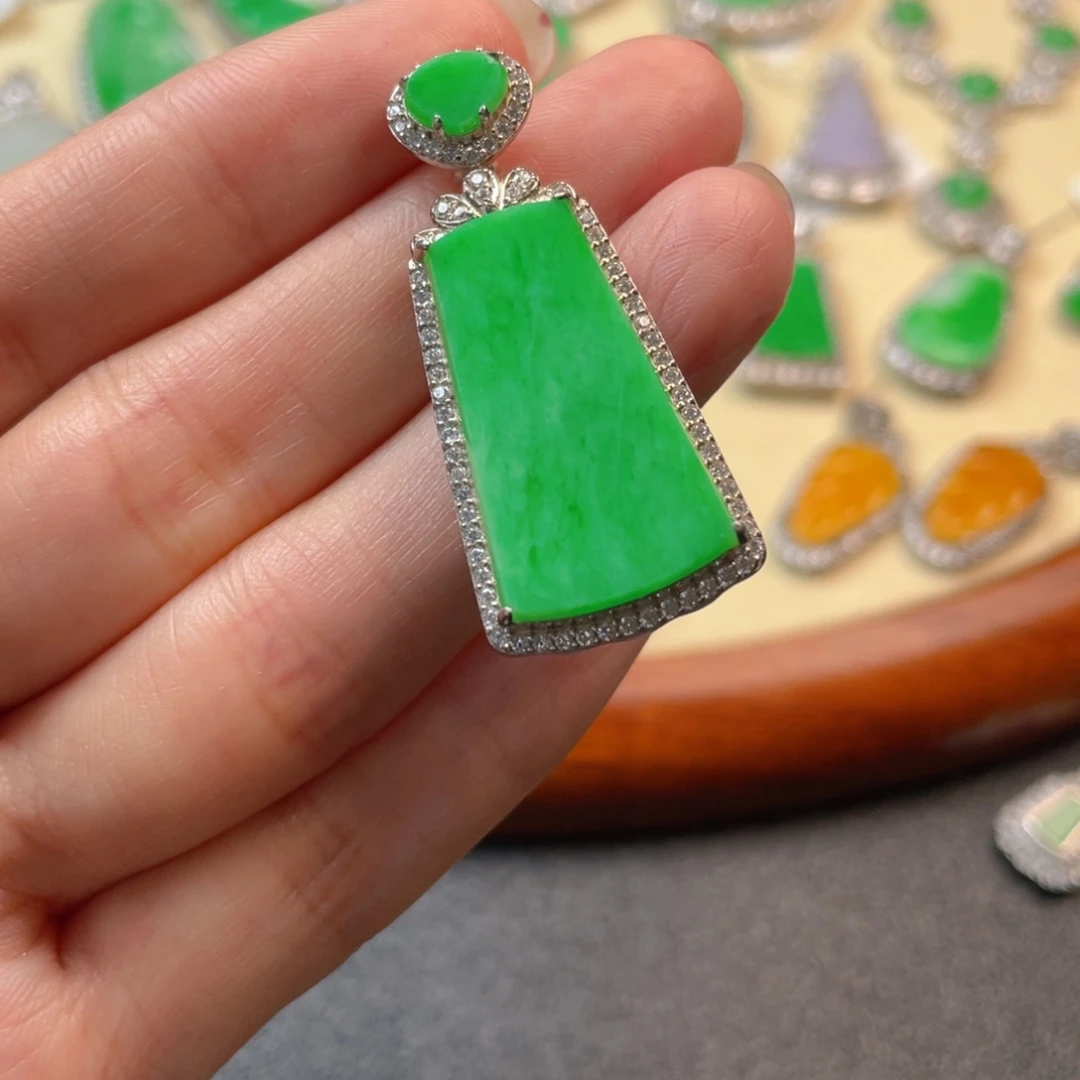 翡翠吊坠(不含链)银S925镶嵌