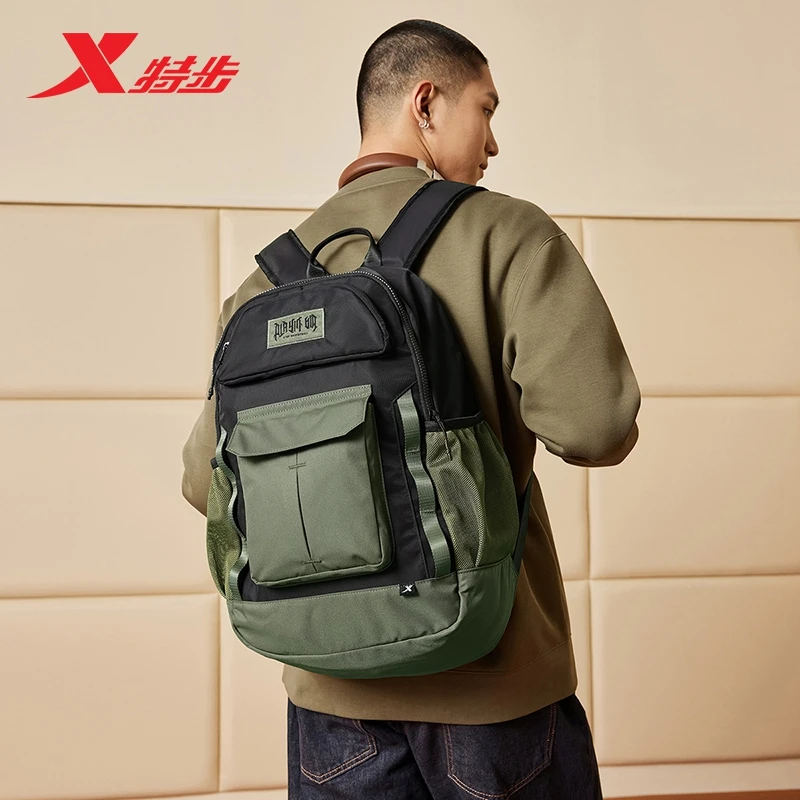 特步运动双肩包男女款2025夏季新款大容量收纳背包情侣通勤电脑包