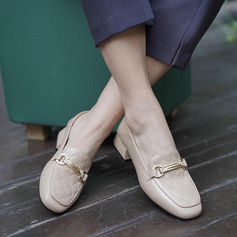 壹家shoes001036牛皮3cm通勤百搭女乐福鞋真皮单鞋2025新款一脚蹬