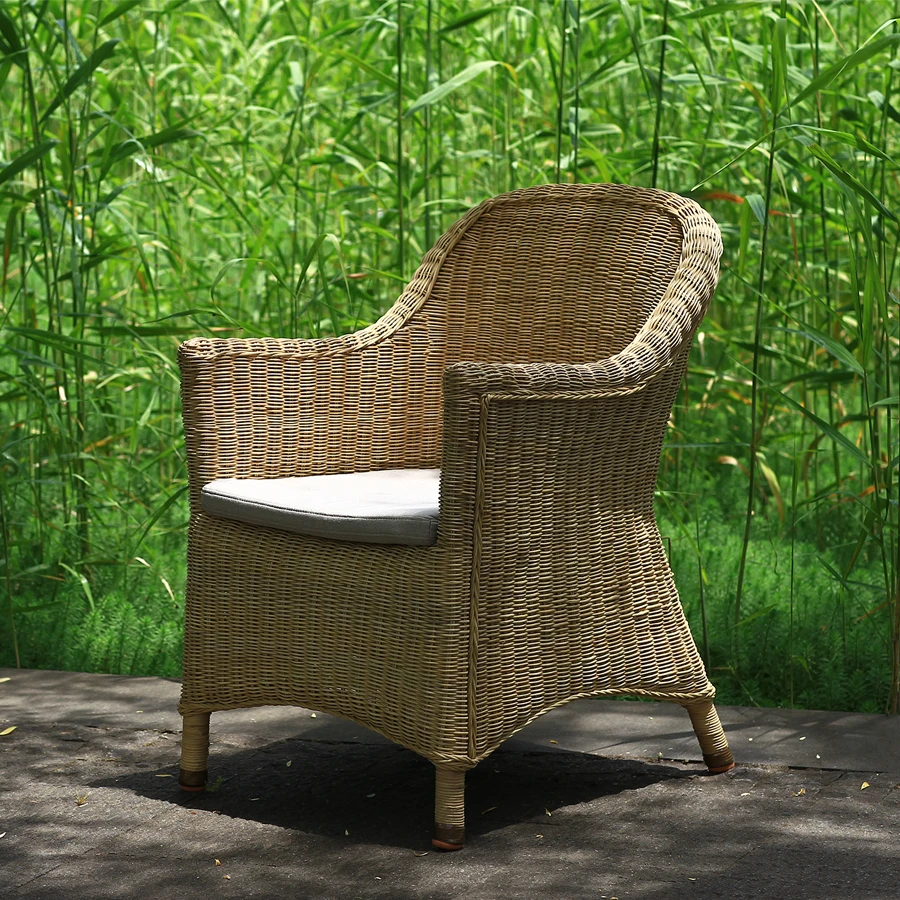 青藤双包编织扶手椅天然藤编椅单人户外庭院阳台茶室休闲咖啡椅