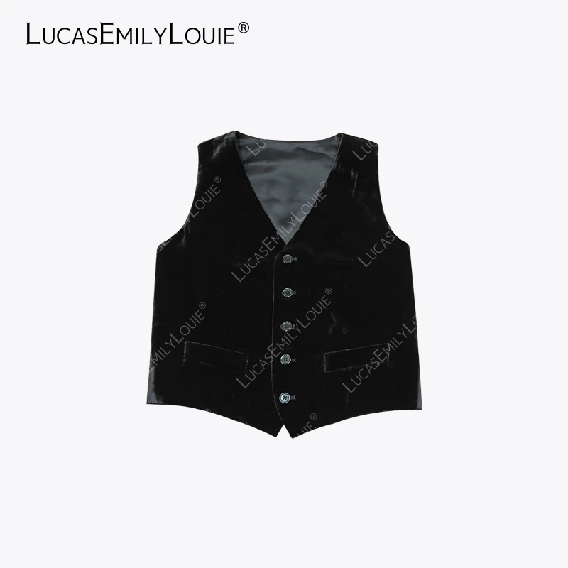 LUCASEMILYLOUIE「琥珀流光风」桑蚕丝混纺丝绒叠穿西服马甲2510629