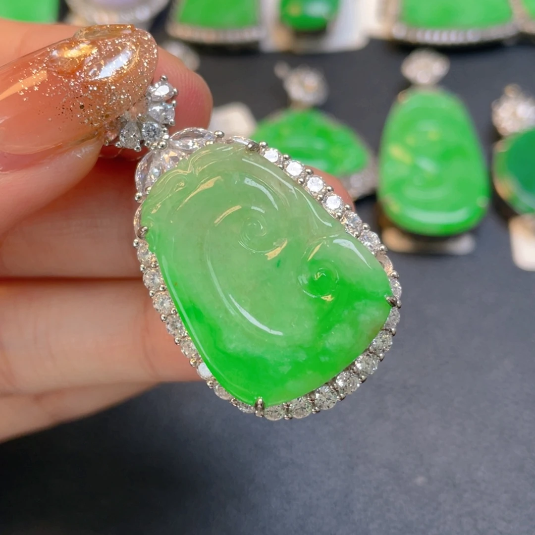 翡翠银S925镶嵌颈饰