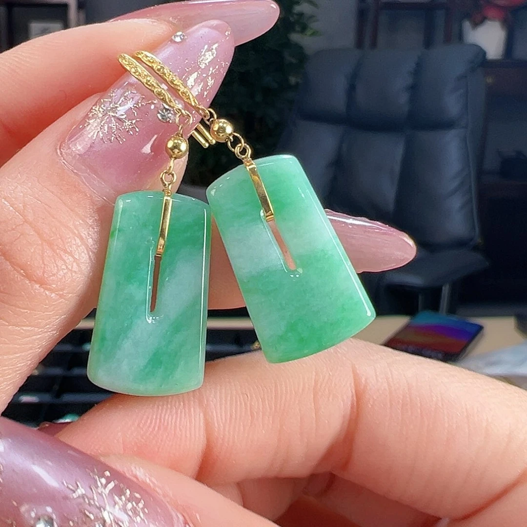 翡翠耳饰18K金镶嵌耳环14