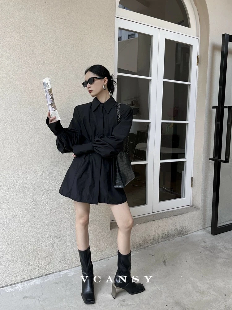 秋季新款2025复古小众高级设计感拉链长袖收腰修身显瘦百搭衬衫女