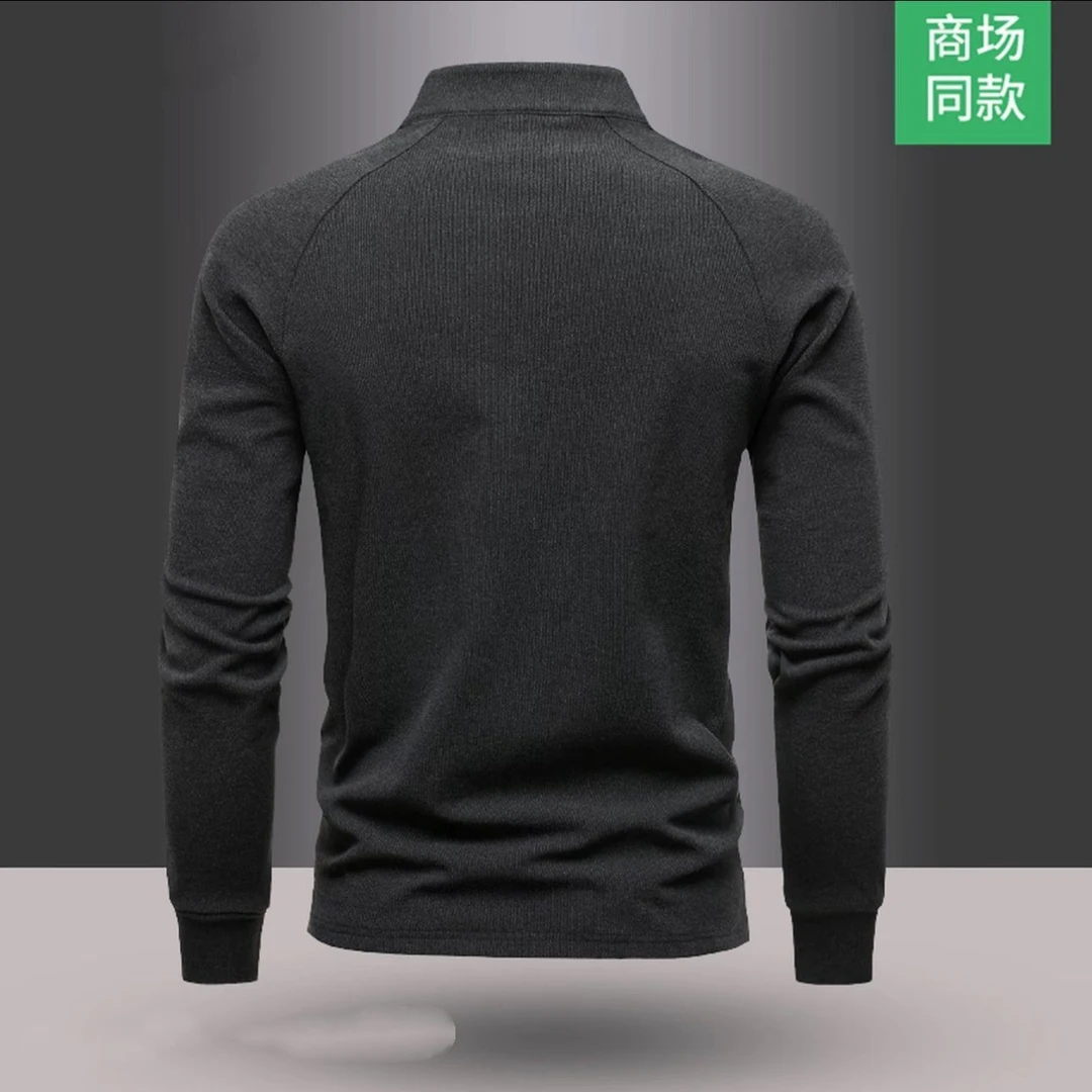 秋冬季休闲立领拉链双面德绒打底衫男士跑步运动纯色保暖长袖卫衣