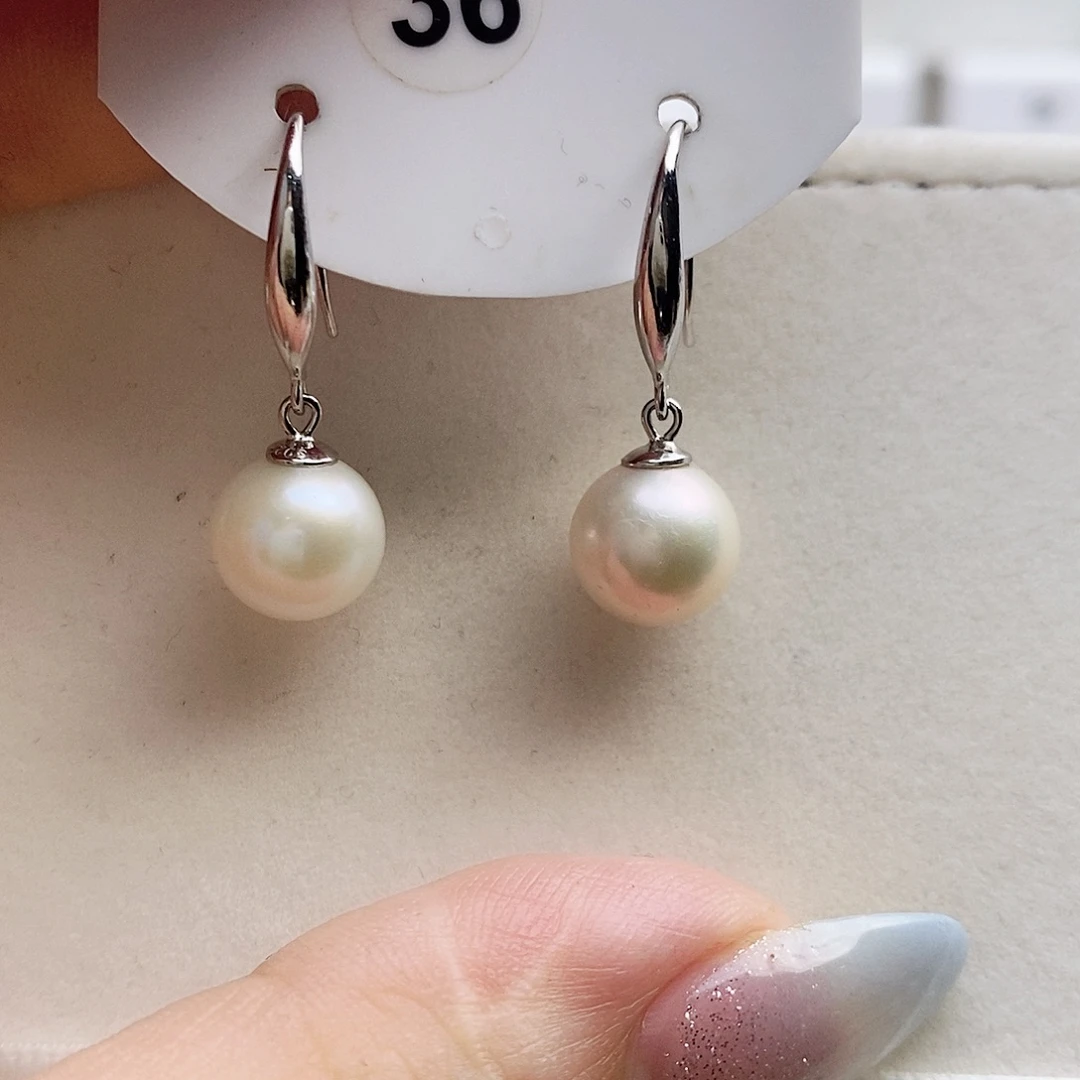银S925镶嵌淡水珍珠耳饰