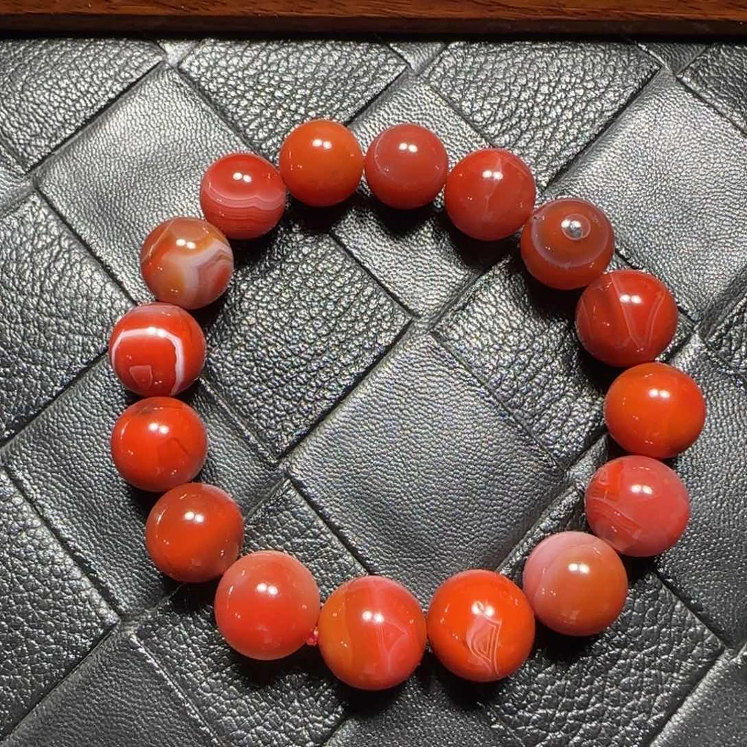 南红玛瑙未镶嵌东山缠丝14mm➕