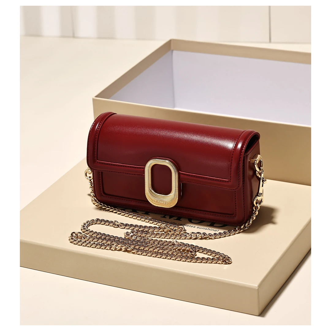 GXFMOD2025秋冬新款真皮链条单肩斜挎小方包简约时尚百搭大气