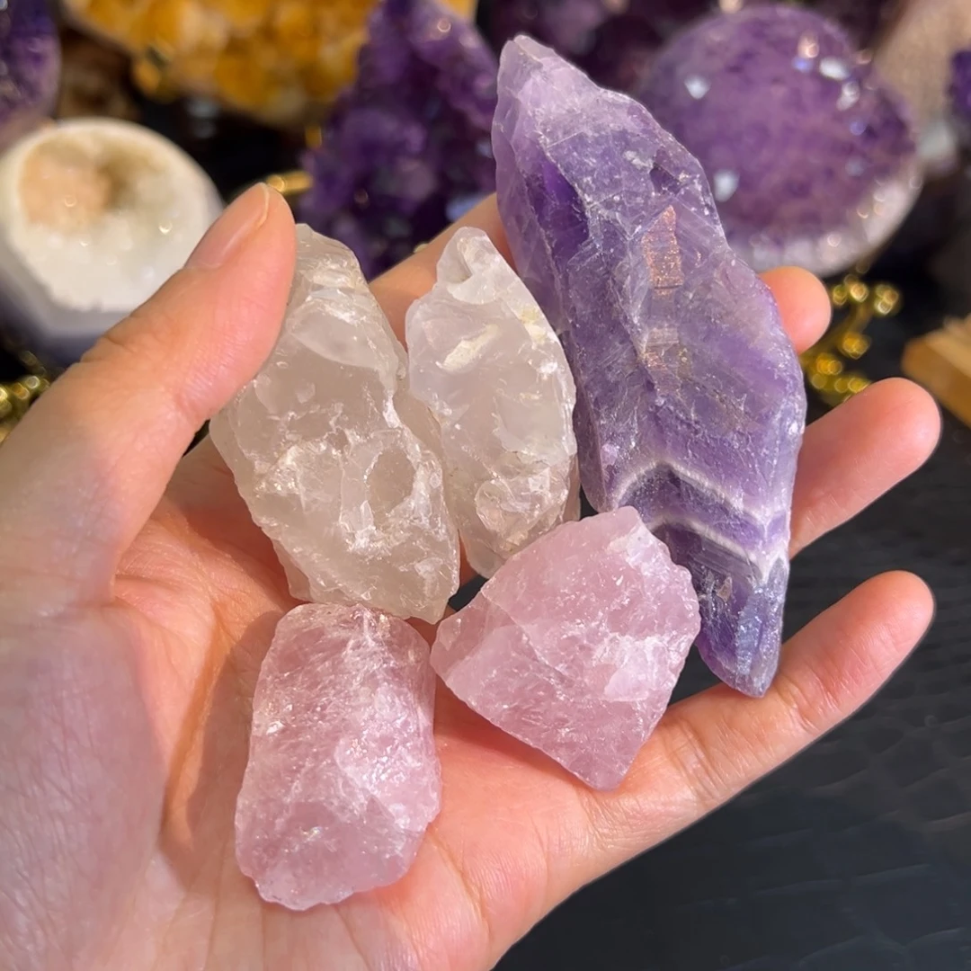 未镶嵌水晶珠宝半成品24水晶原石碎石200g